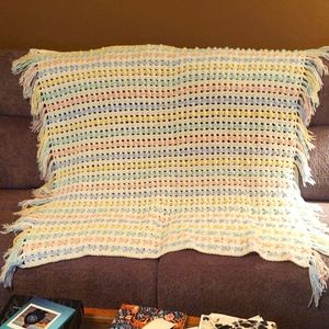 Hand Made crocheted soft pastel baby/lap/blanket